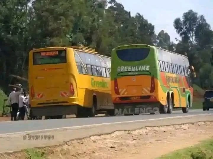 Greenline Malengo coach on highway with companion bus