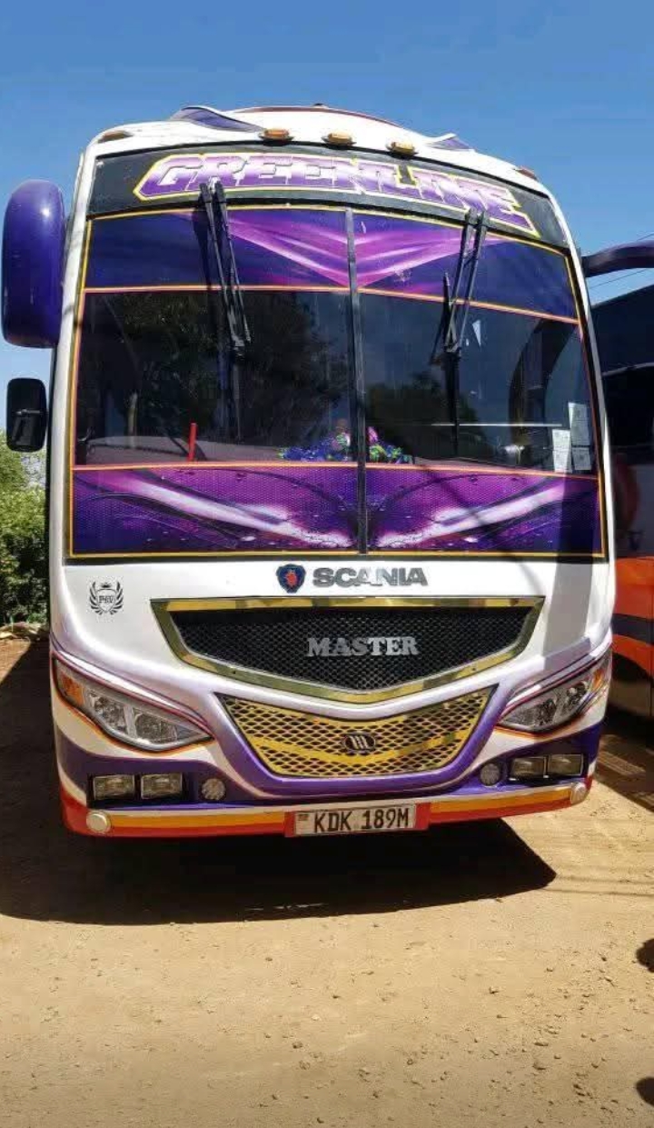 Greenline Royal Scania Master coach with signature purple livery
